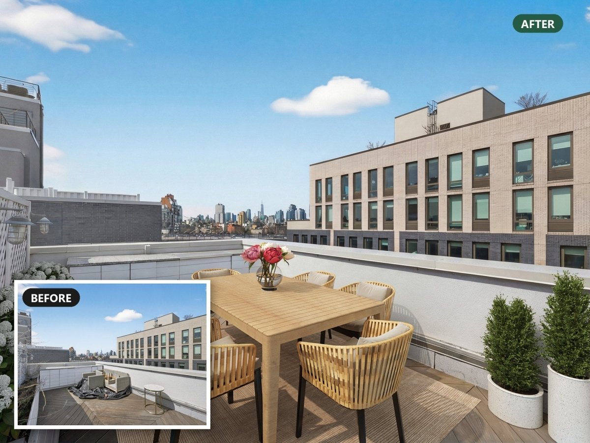 Sold: 122 Newton Street PH, Brooklyn, Virtually Restaged Before and After - Bella Virtual Staging