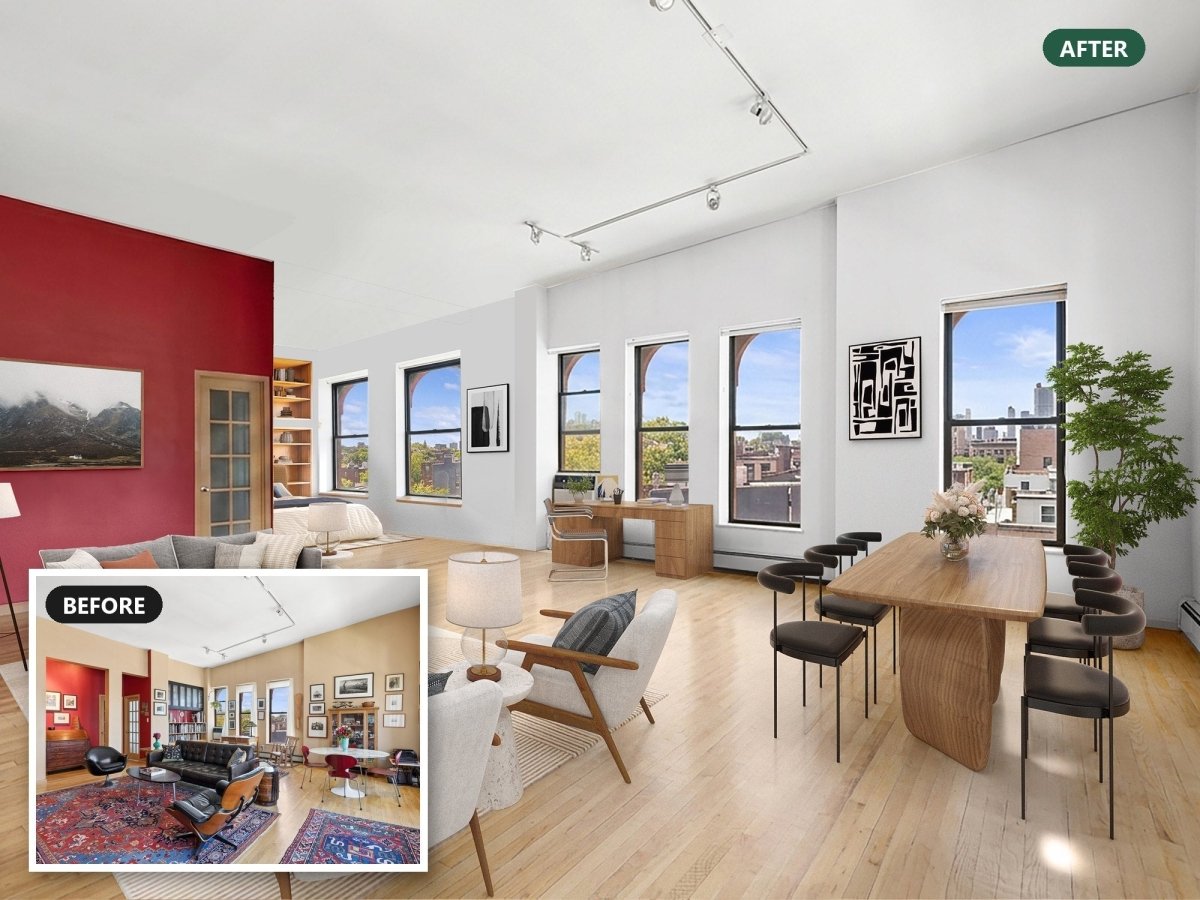 Sold: 11 Sterling Place #5F, Park Slope, Virtually Restaged Before and After - Bella Virtual Staging