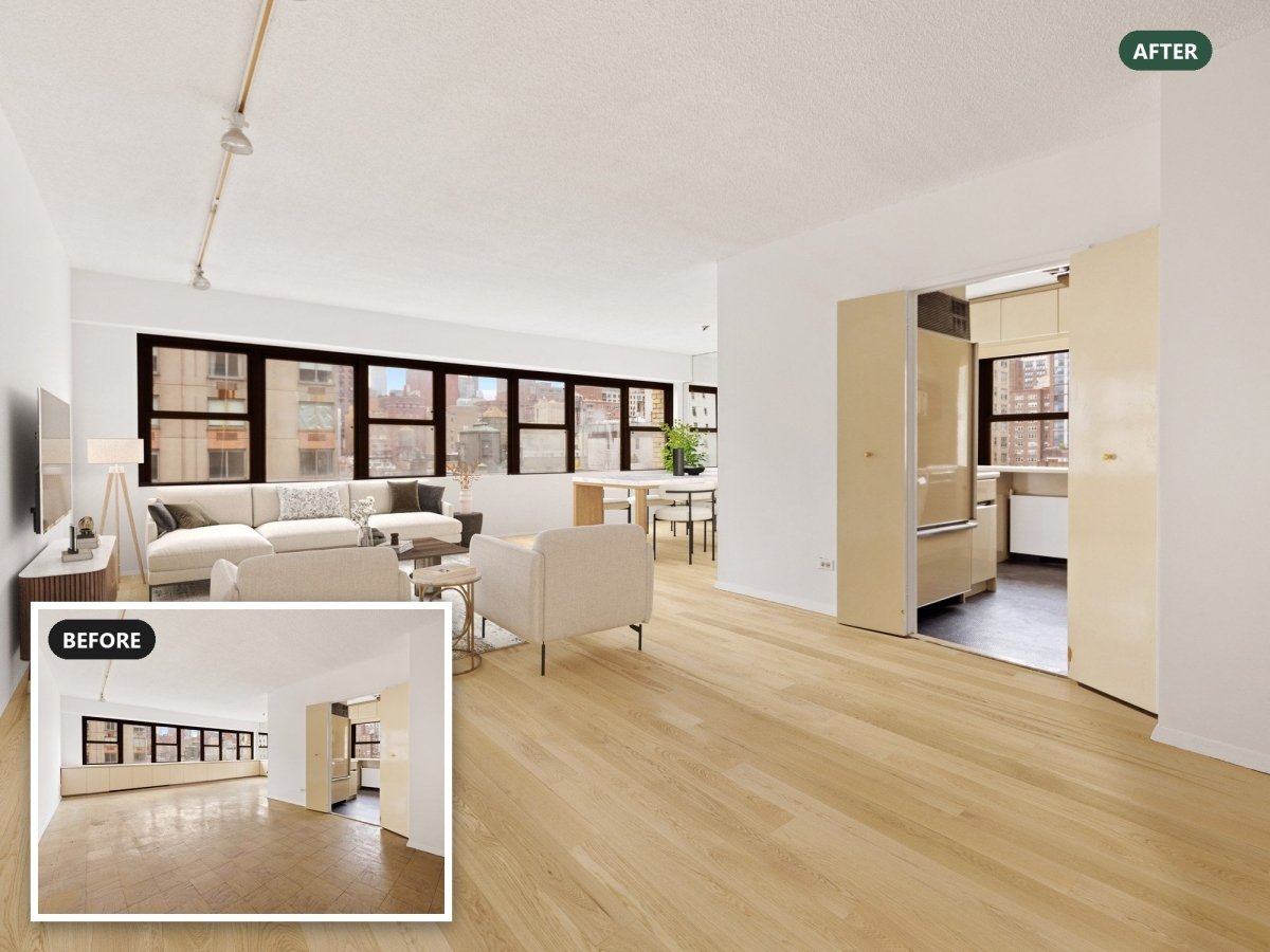 Sold: 160 East 38th Street #11A, Virtually Staged Before and After - Bella Virtual Staging