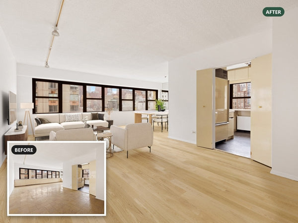 Sold: 160 East 38th Street #11A, Virtually Staged Before and After - Bella Virtual Staging