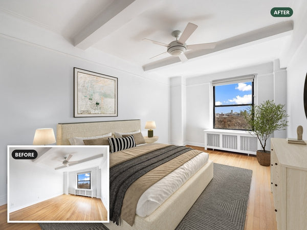 Sold: 415 Central Park West #10E, Virtually Staged Before and After - Bella Virtual Staging