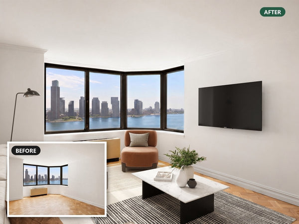 Sold: 415 East 37th Street #21C, Virtually Staged Before and After - Bella Virtual Staging