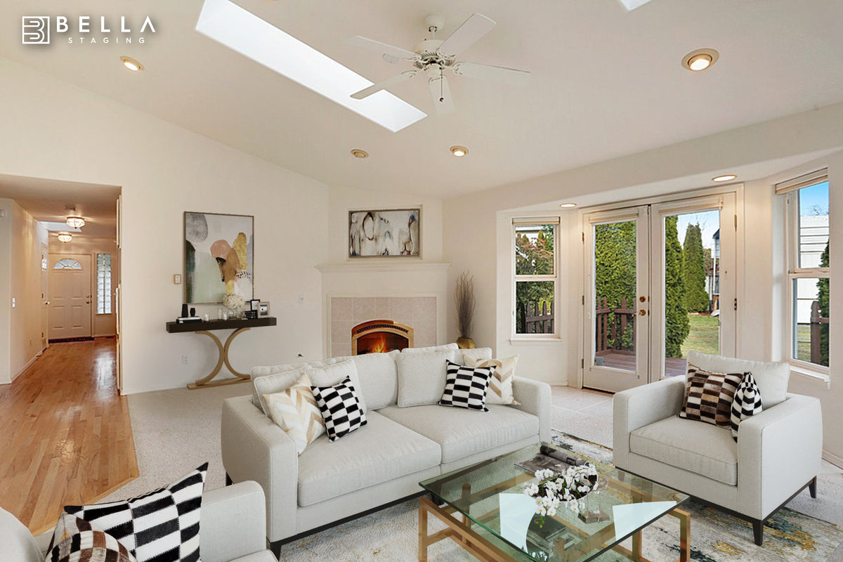 Family room, after — Virtual staging