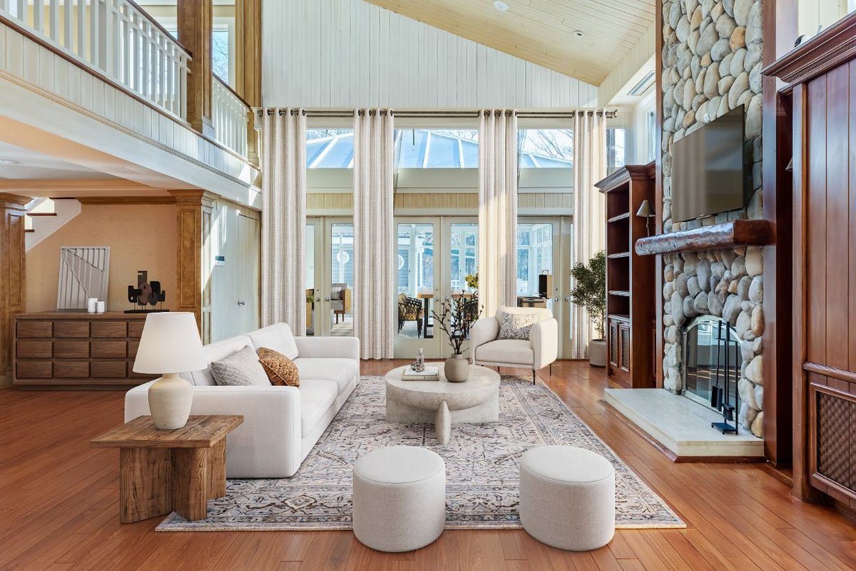Den & family room, after — Virtual staging, 3D floor plan