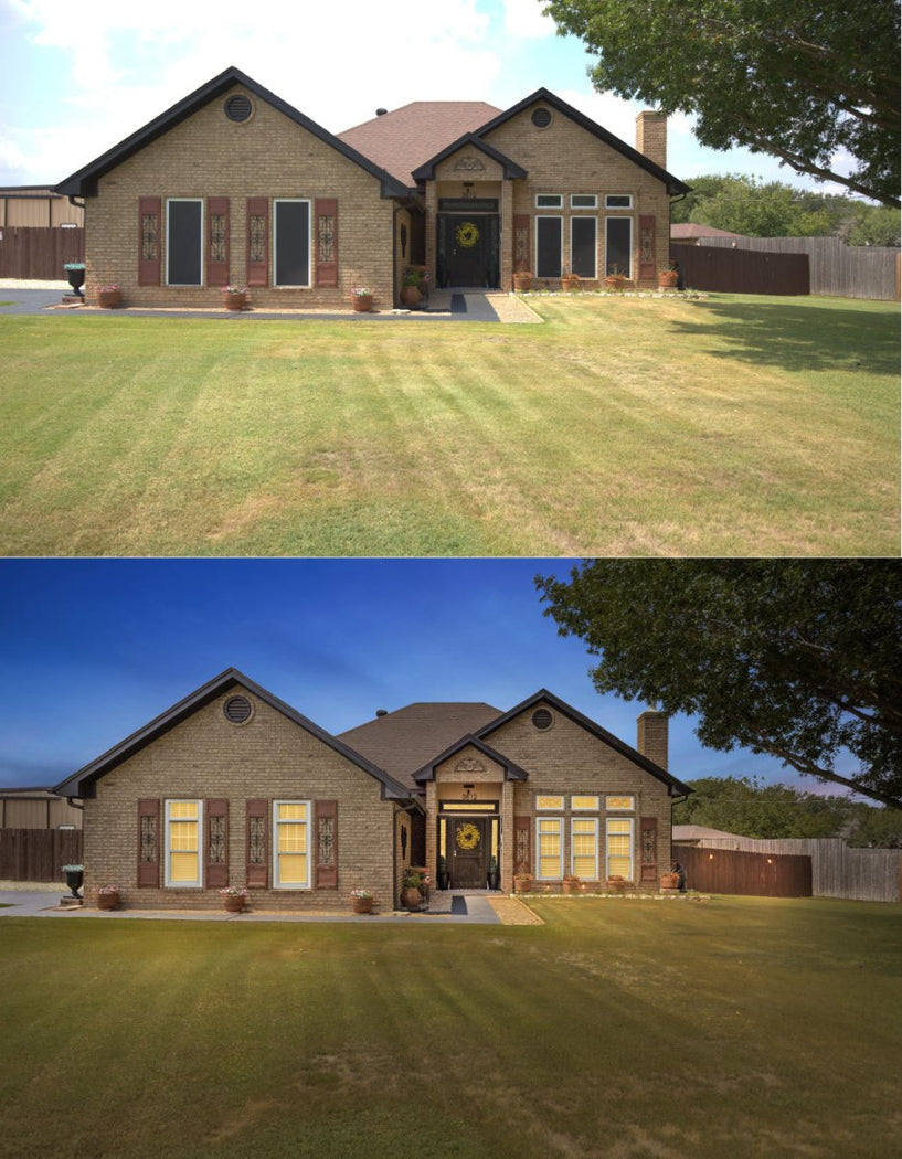 Real estate photo editing, day-to-dusk