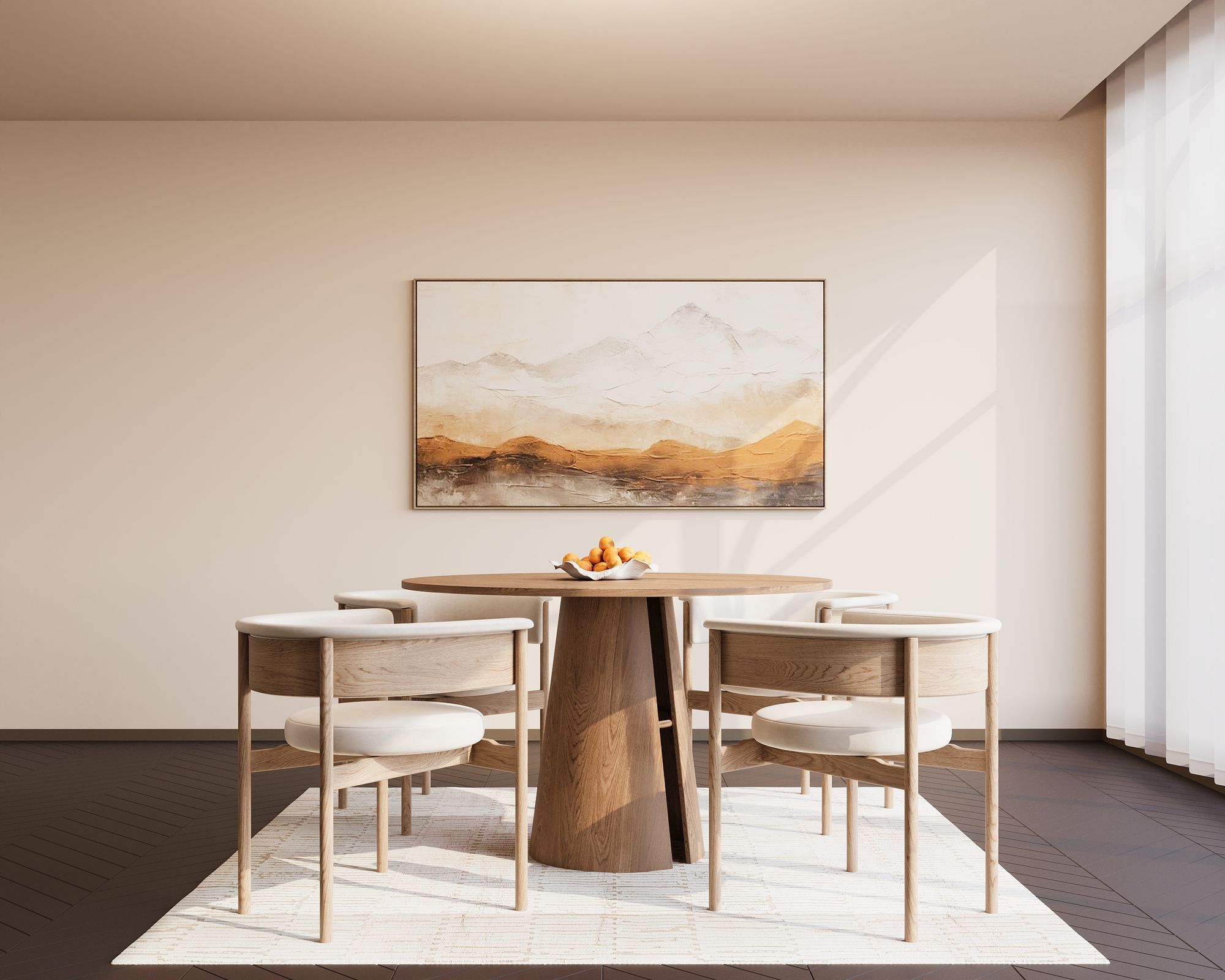 Japandi dining room, after — 3D model and render by Bella's 3D artists