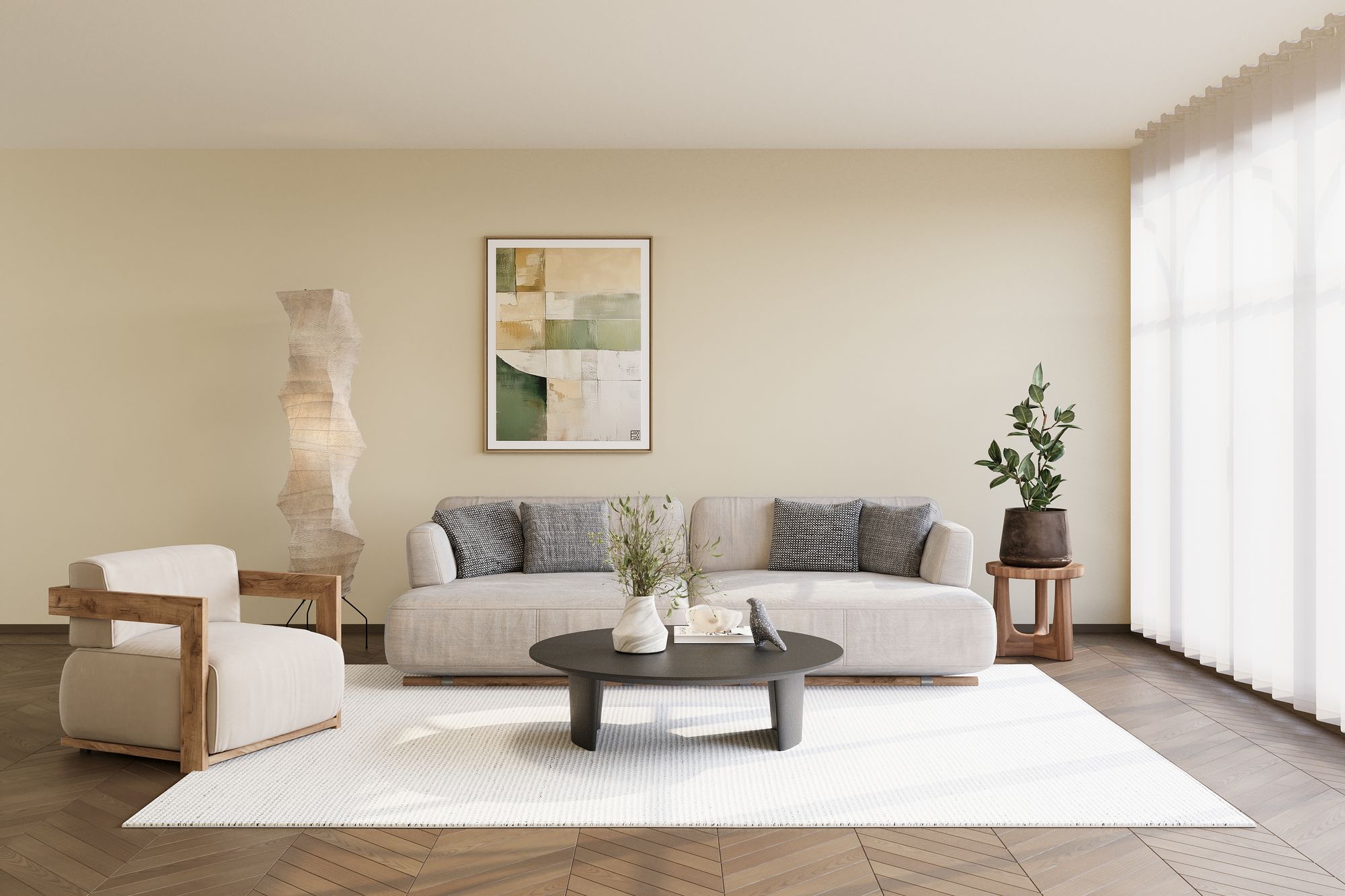 Modern farmhouse living room, after — 3D model and render by Bella's 3D artists