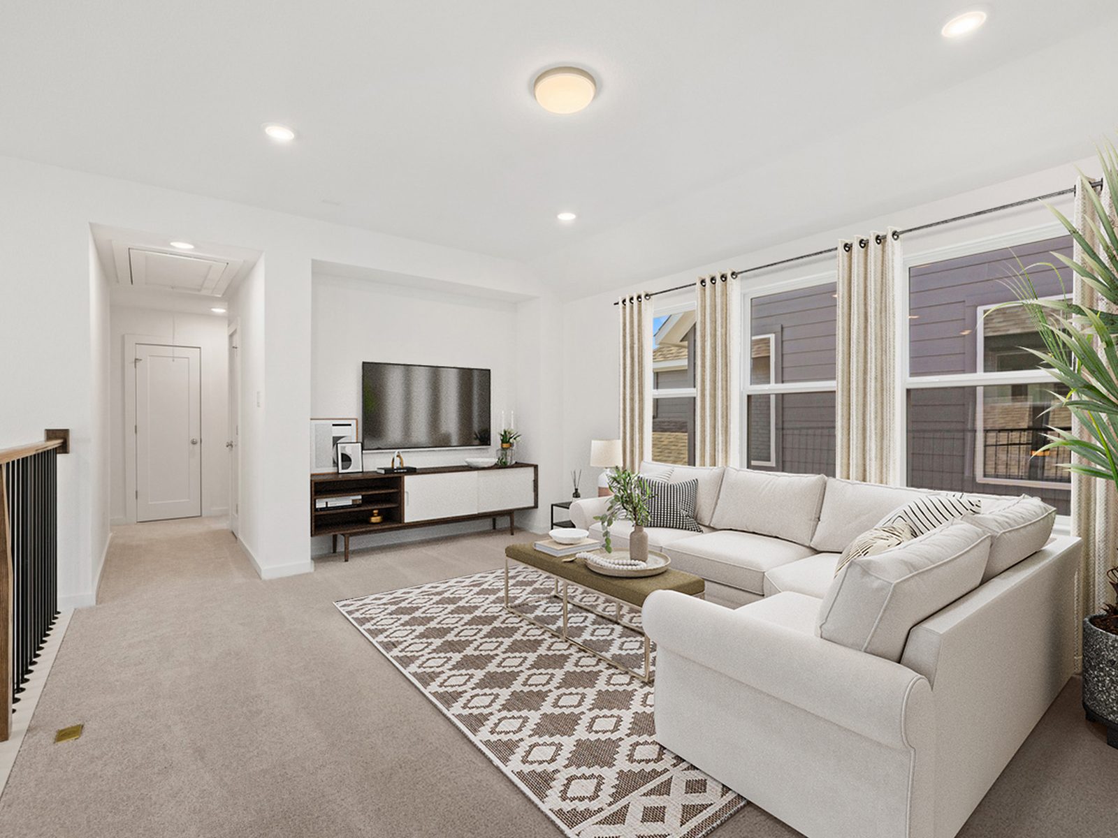 Austin new-construction game room, after — Virtual staging