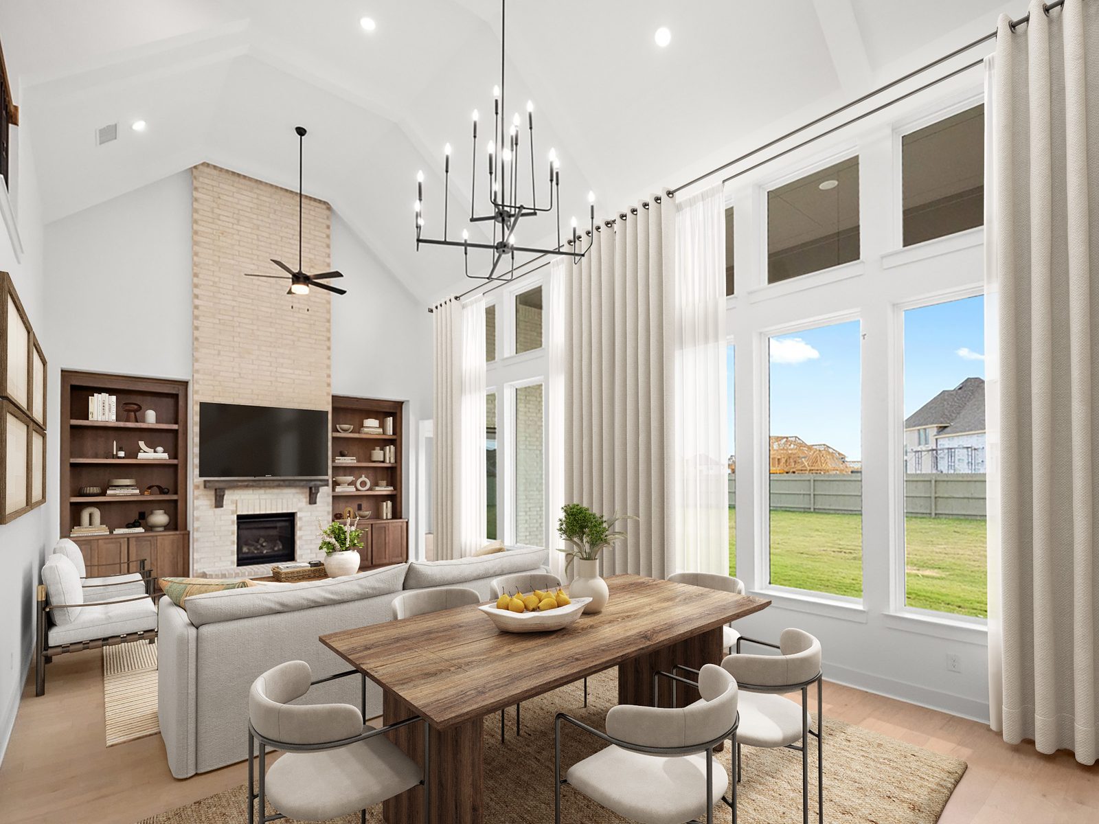 Two-story great room, after — Virtual staging