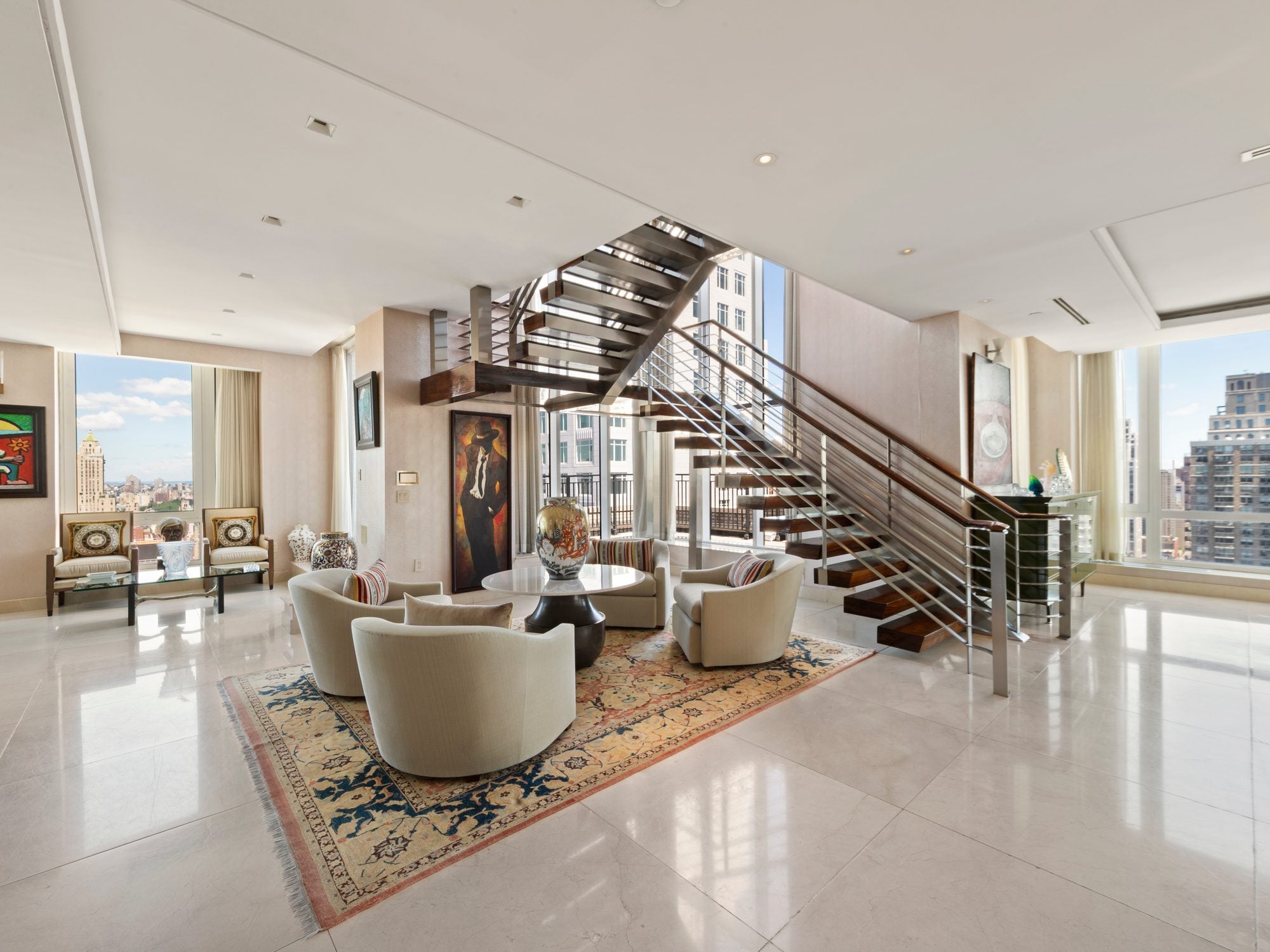 Upper East Side penthouse living room, before