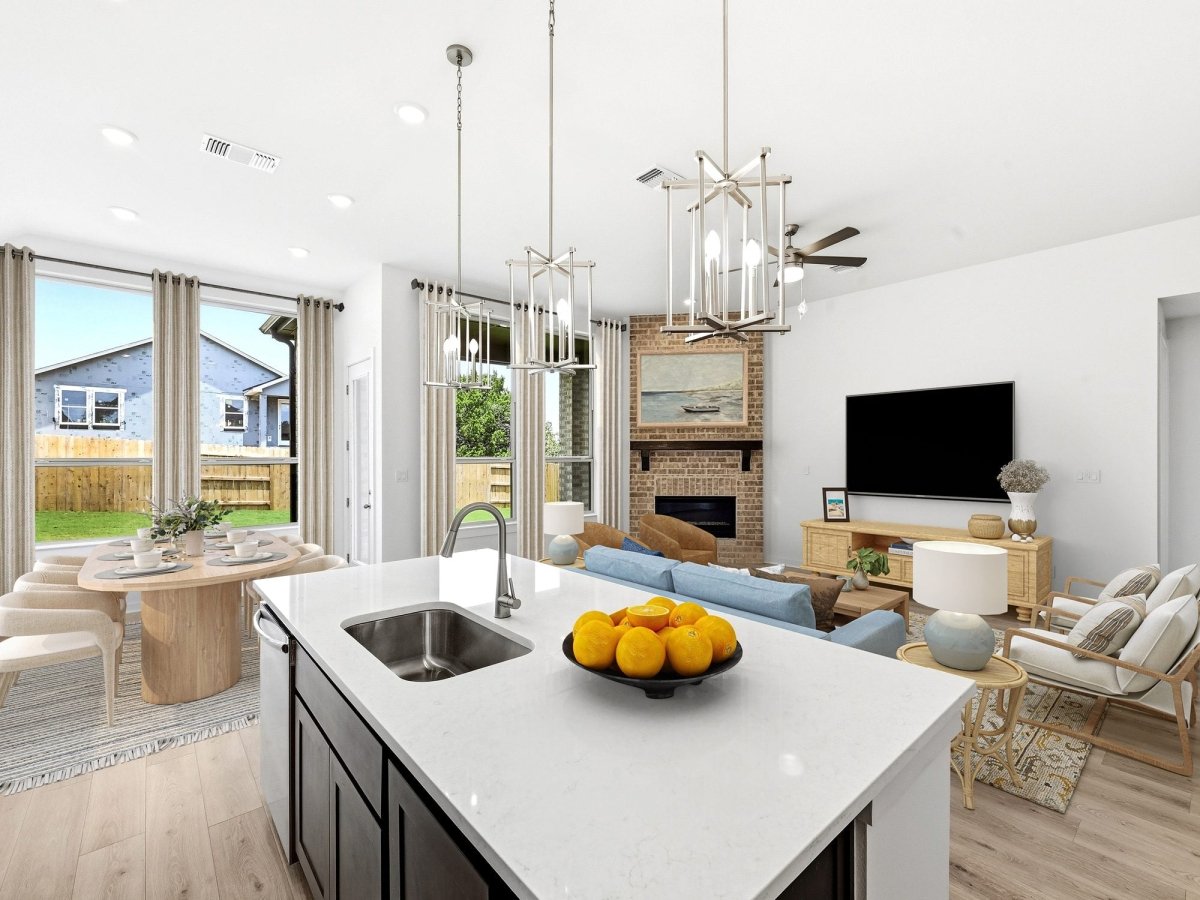 San Antonio new-construction kitchen and dining, after — Virtual staging